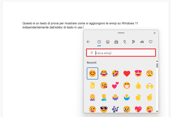 Editor Di Testo Cerca Emoji