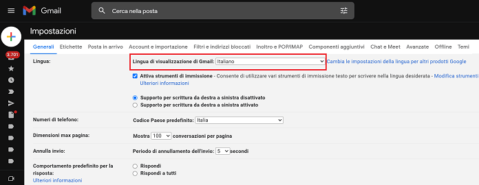 Gmail Browser Lingua