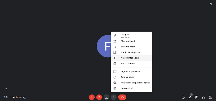 Google Meet Applica Effetti Visivi