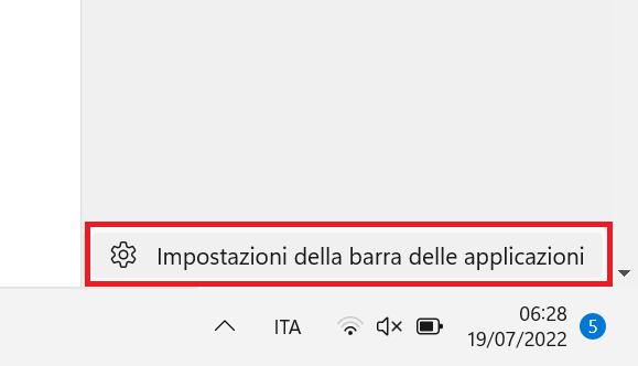 Impostazioni Barra Applicazioni Windows 11