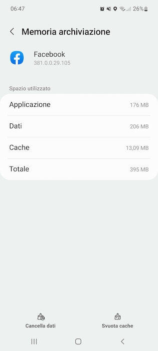 Facebook Svuota Cache Android