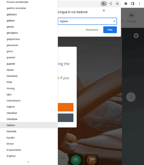 Google Translate Chrome Lingua In Cui Tradurre