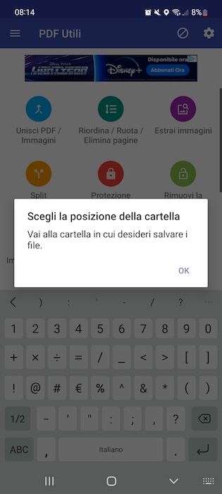 Pdf Utils Scegli Posizione Cartella