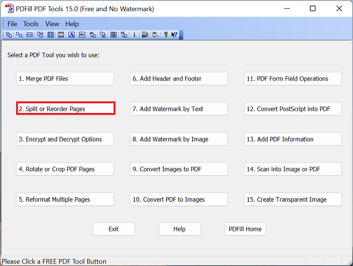 Pdfill Split Or Reorder Pages