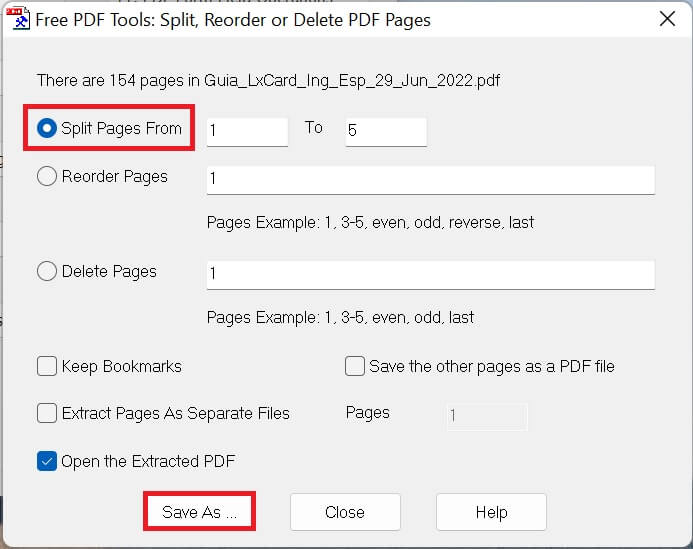 Pdfill Split Pages From