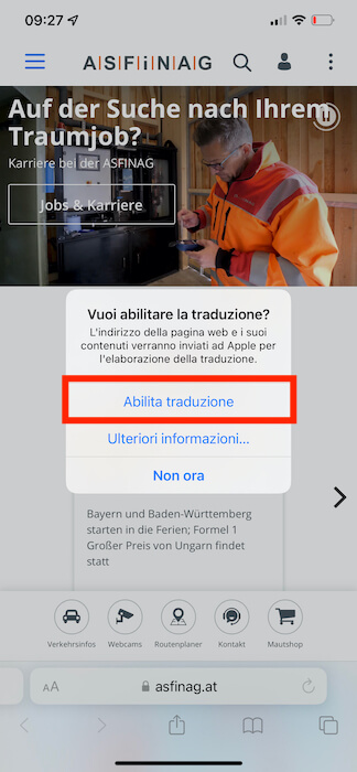 Safari App Abilita Traduzione