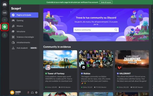 Discord Ricerca Server integrata