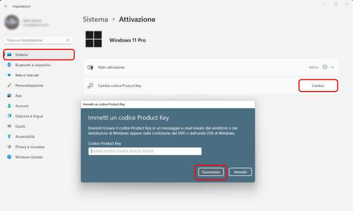 Attivare Windows 11 dopo l'installazione