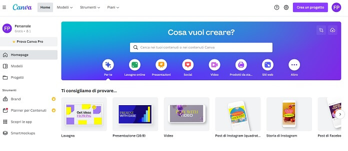 Canva Crea Un Progetto