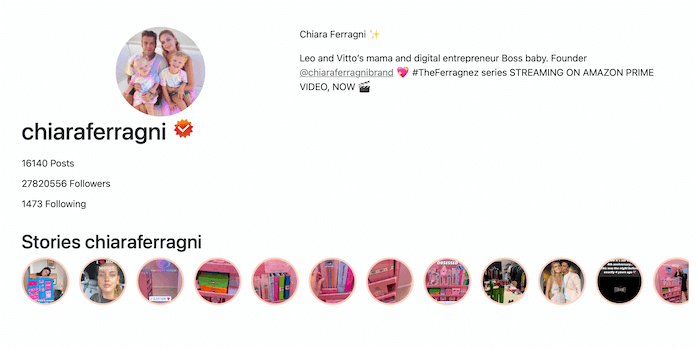 Chiara Ferragni Storie Instagram