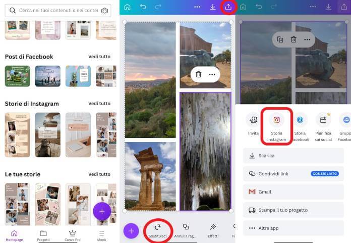 creare collage per Instagram con Canva