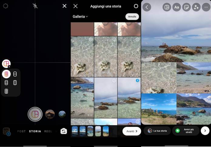 Creare collage sulle Storie di Instagram scattando nuove foto