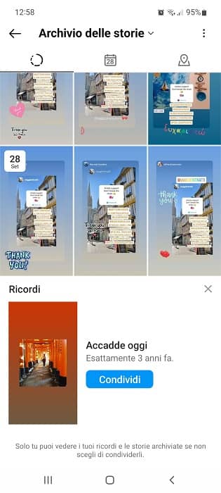 Instagram Archivio Storie