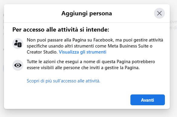 Aggiungi Persona Accesso Attività