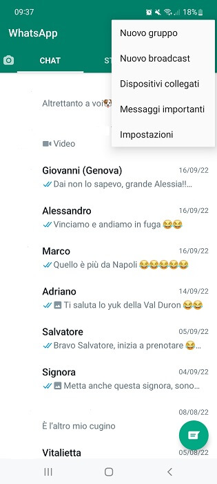 App Whatsapp Impostazioni