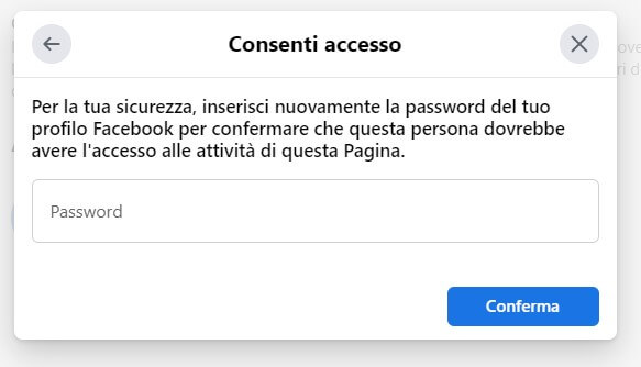 Consenti Accesso Pagina Facebook