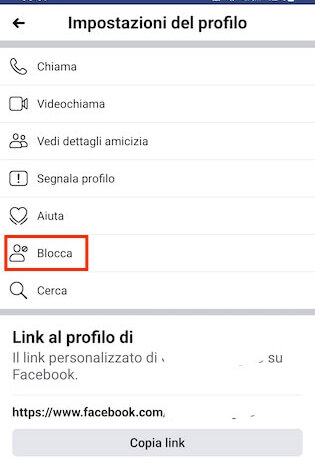 Blocca profilo Facebook