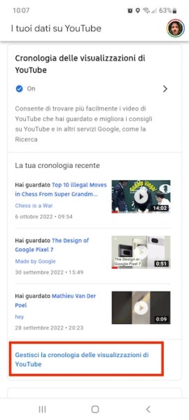 Youtube View History management