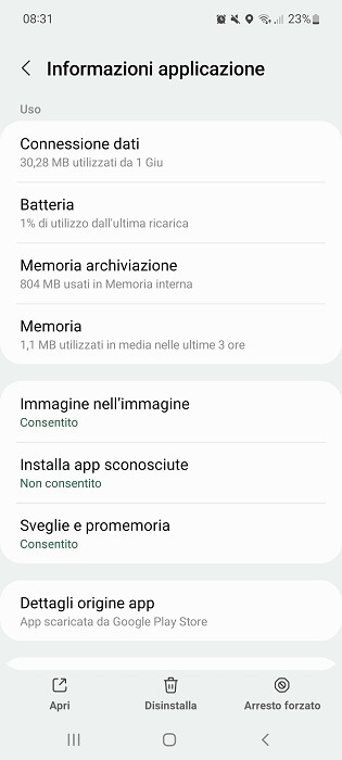 Informazioni Applicazione Whatsapp Android