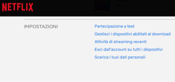 Netflix Impostazioni