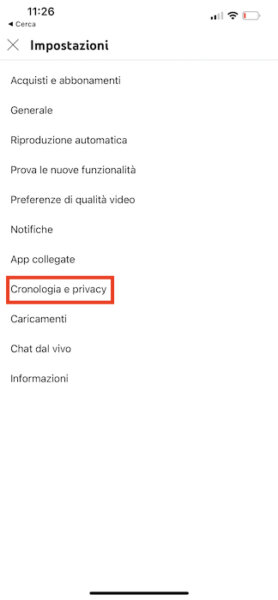 Youtube Iphone Cronologia E Privacy