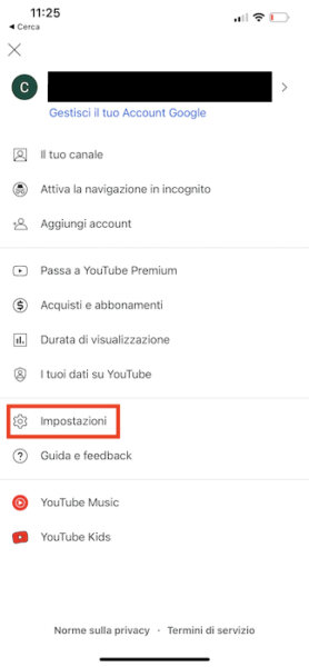 Youtube Iphone Impostazioni