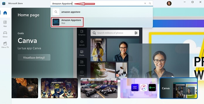 Microsoft Store Ricerca Amazon Appstore