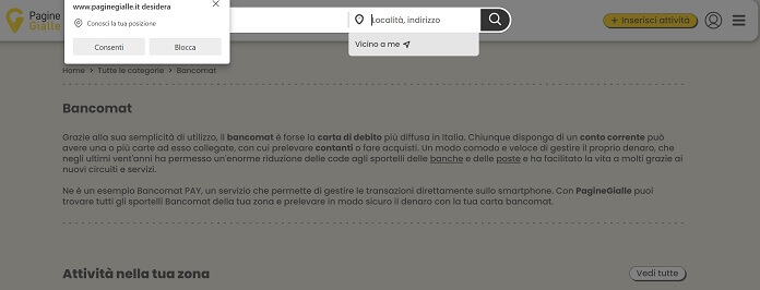 Pagine Gialle Servizio Bancomat