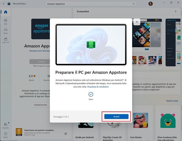 Preparare Pc Per Amazon Appstore Secondo Passaggio