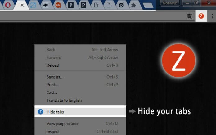 Tabs Hide Button Chrome