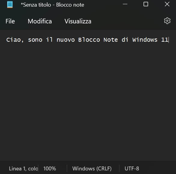 Blocco Note Windows 11 Dark Mode
