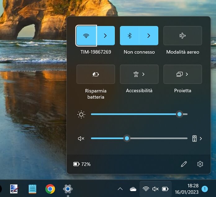 Menu Impostazioni Rapide Windows 11