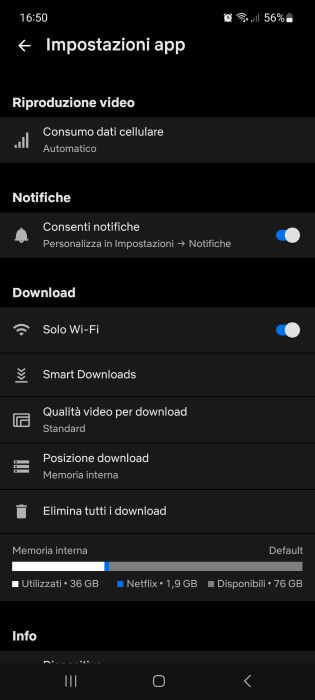 Netflix Impostazioni App