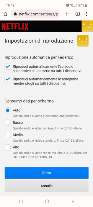 Netflix Impostazioni Di Riproduzione Mobile