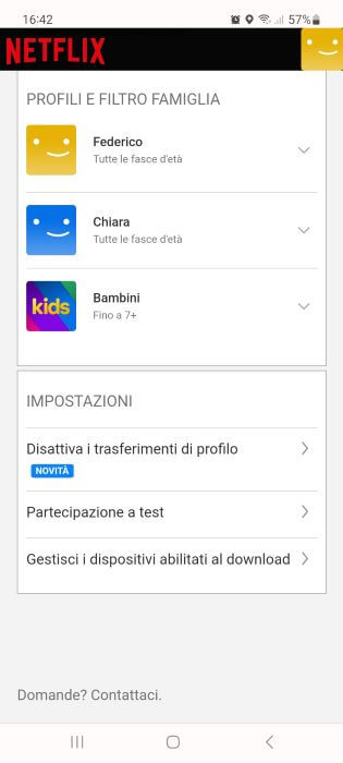 Netflix Profili E Filtro Famiglia Mobile