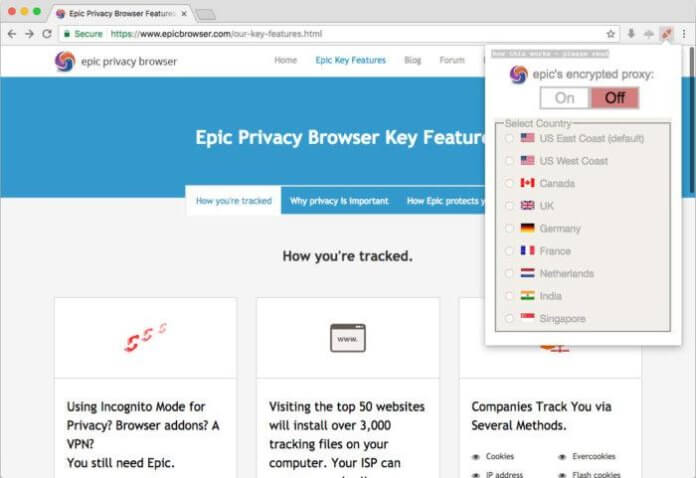 Epic Browser con VPN inclusa