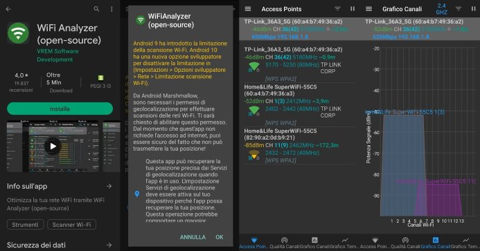 Controllare potenza del segnale WiFi su Android: WiFi Analyzer