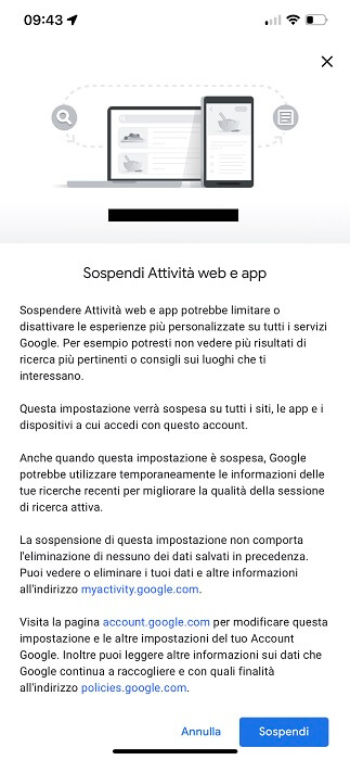 Iphone App Google Sospendi Attiva Web E App