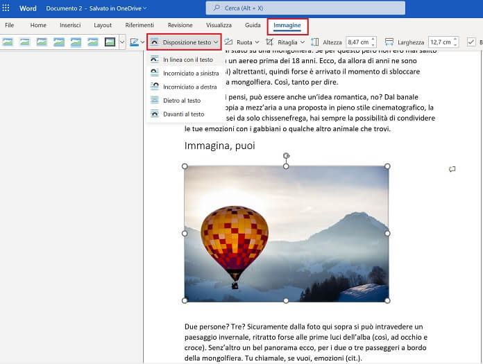 Microsoft Word Disposizione Testo Immagine