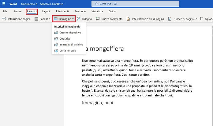 Microsoft Word Inserisci Immagine Da