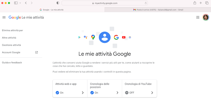 Safari Myaccountgoogle Attivita Web E App