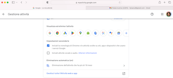 Safari Myaccountgoogle Gestisci Tutta Attivita Web E App