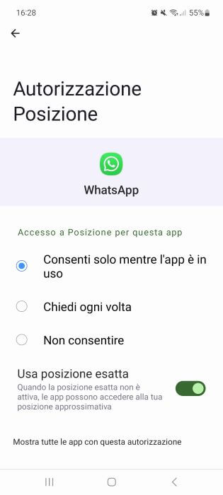Whatsapp Autorizzazione Posizione