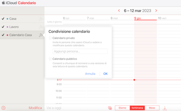 Condivisione Calendario Icloud