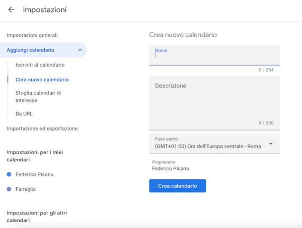 Crea Calendario Google Calendar