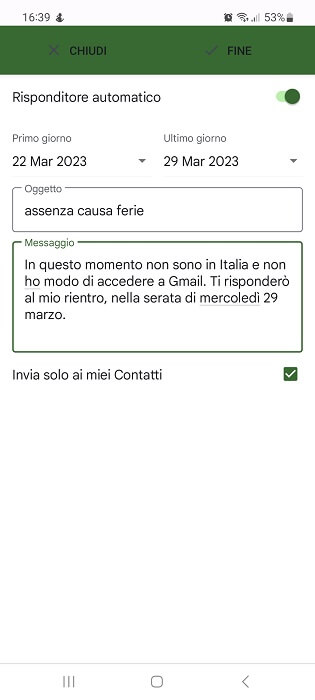 Gmail Android Configurazione Risposta Automatica