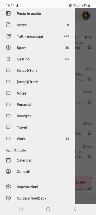 Gmail Android Impostazioni