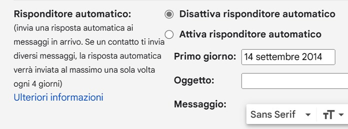 Gmail Attiva Risponditore Automatico