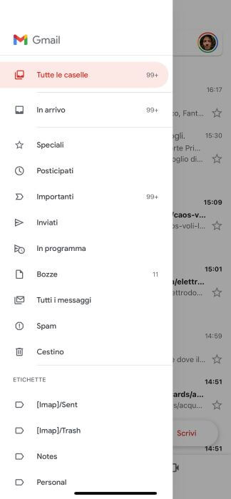 Gmail Iphone Menu Impostazioni