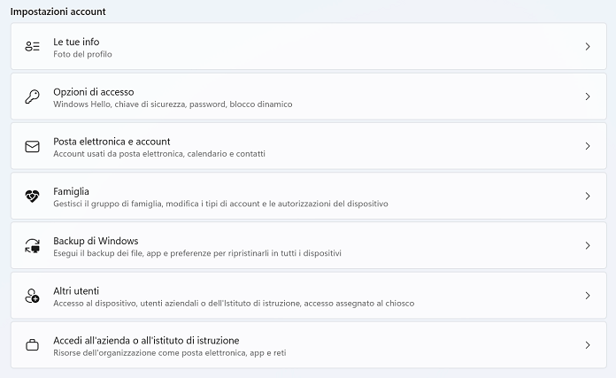 Opzioni Di Accesso Windows 11